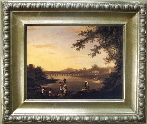 framed  unknow artist A View of Marmalong Bridge with a Sepoy and Natives in the Foreground, Ta135
